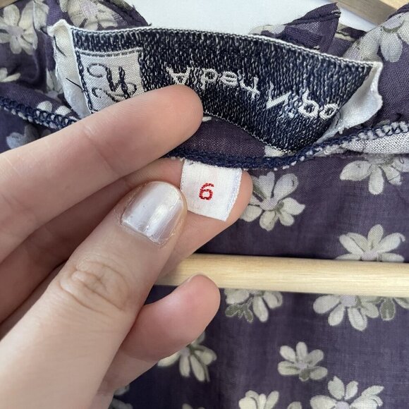 Albert Nipon Floral Print Ruffle Sleeve Button Front Dress Size 6 Purple Tan - Picture 7 of 10